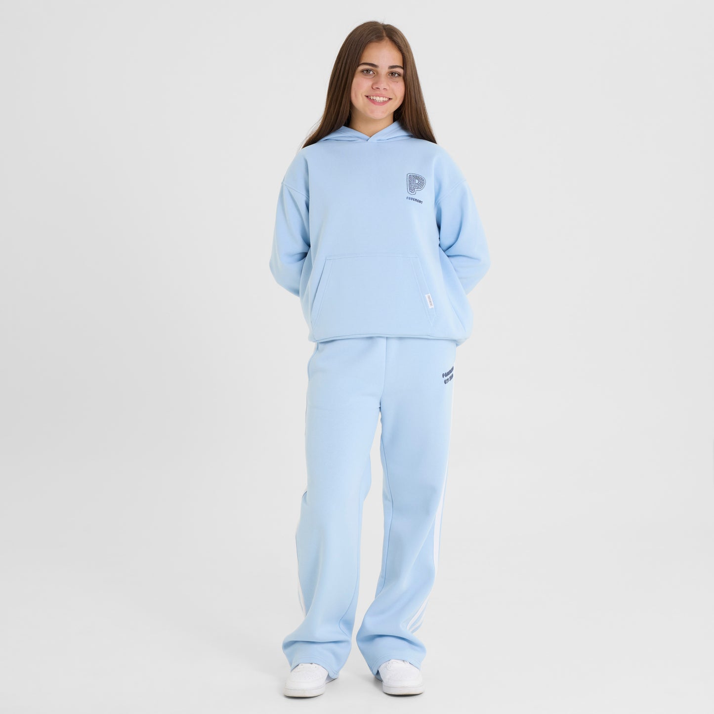 Light Blue Embellished Hoodie