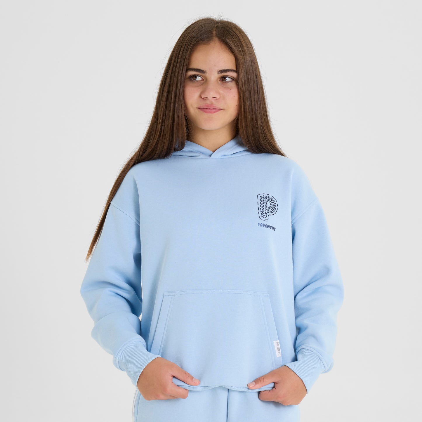 Light Blue Embellished Hoodie