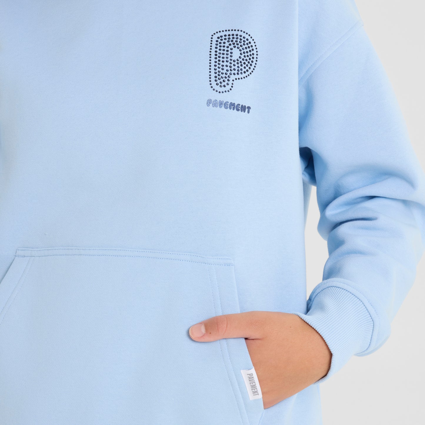 Light Blue Embellished Hoodie